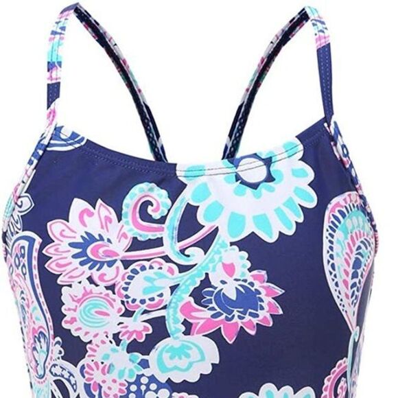 MOON Tree Girls Two Piece Bathing Suit Ruffle Tankini Swimsuits Hawaiian Floral - Picture 3 of 10